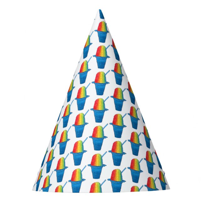Rainbow Hawaiian Rainbow Shave Ice Dessert Hawaii Party Hat (Front)