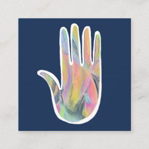 Rainbow Healing Hands Colourful Oil Paint Indigo Square Business Card