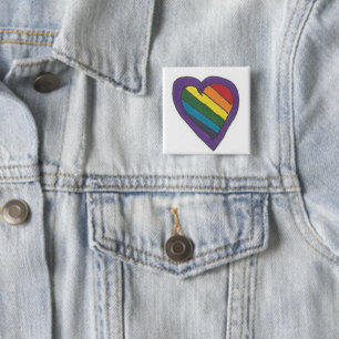 Rainbow Heart 15 Cm Square Badge
