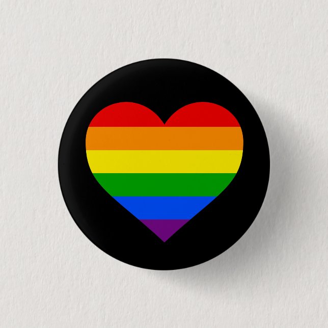"RAINBOW HEART" 1.25-inch 3 Cm Round Badge (Front)