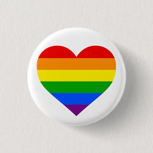 "RAINBOW HEART" 1.25-inch 3 Cm Round Badge (Front)