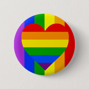 "RAINBOW HEART" 2.25-inch 6 Cm Round Badge