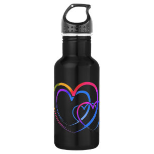Rainbow heart 532 ml water bottle