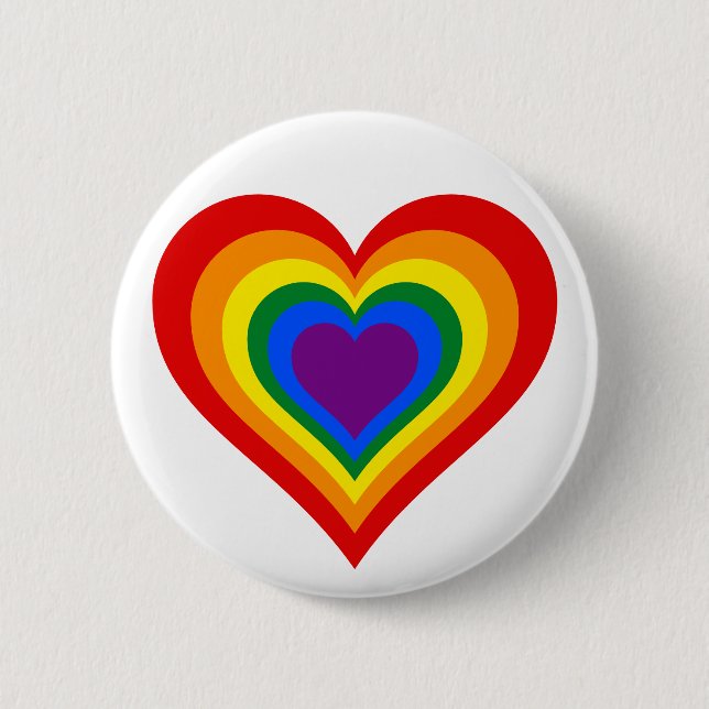 Rainbow Heart 6 Cm Round Badge (Front)
