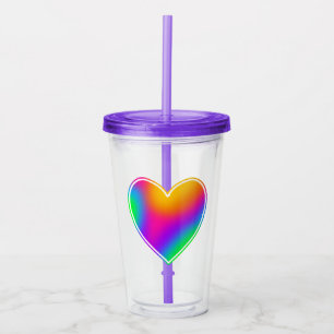 Rainbow Heart Acrylic Tumbler