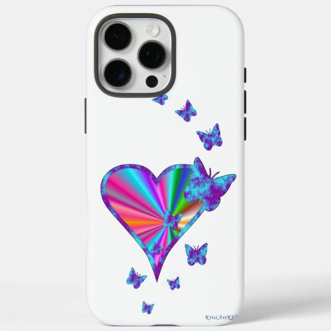 Rainbow Heart and Butterfly Case-Mate iPhone Case (Back)