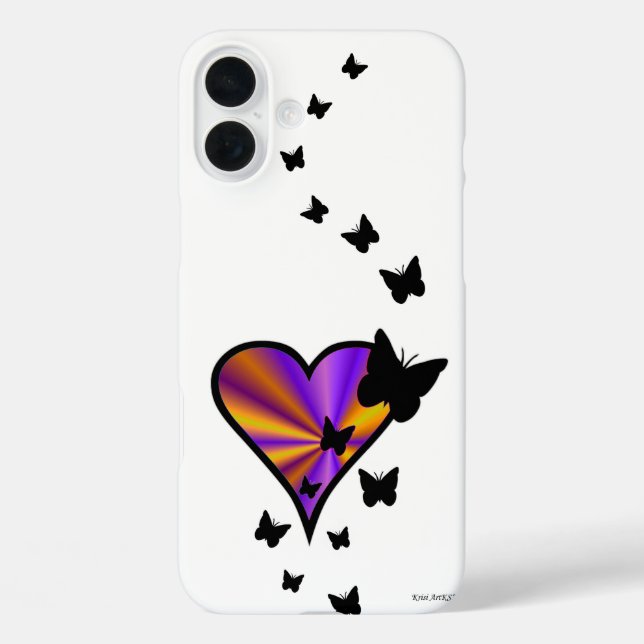 Rainbow Heart and Butterfly Case-Mate iPhone Case (Back)