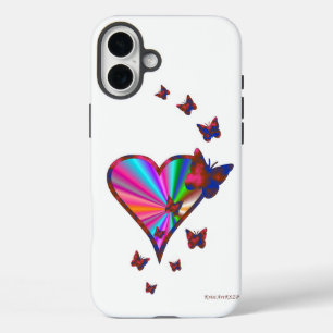 Rainbow Heart and Butterfly iPhone 16 Plus Case