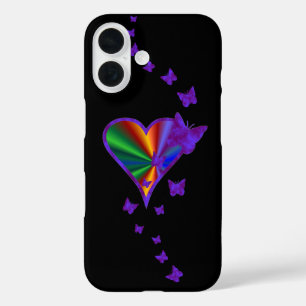 Rainbow Heart and Butterfly iPhone 16 Case
