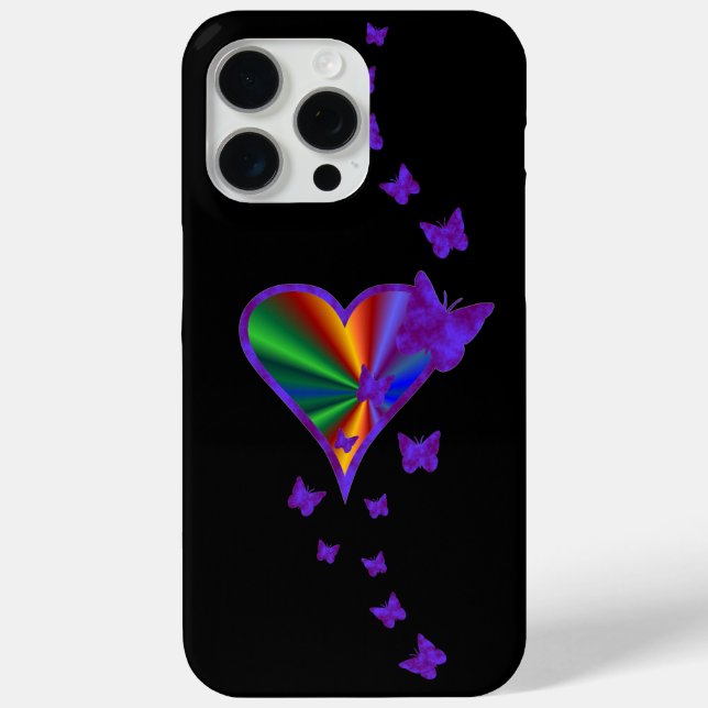 Rainbow Heart and Butterfly Case-Mate iPhone Case (Back)