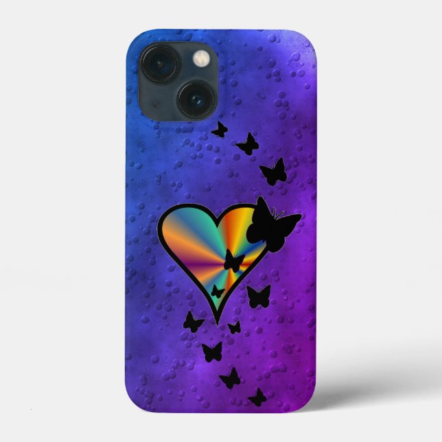 Rainbow Heart and Butterfly Case-Mate iPhone Case (Back)