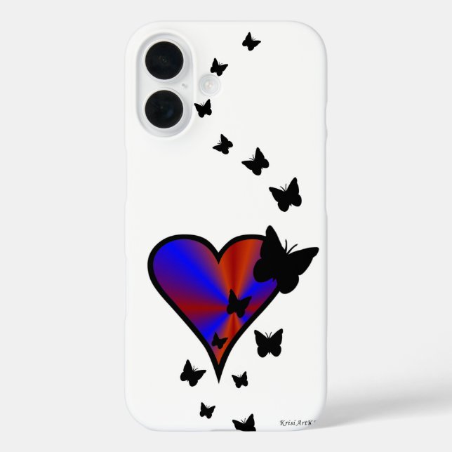 Rainbow Heart and Butterfly Case-Mate iPhone Case (Back)