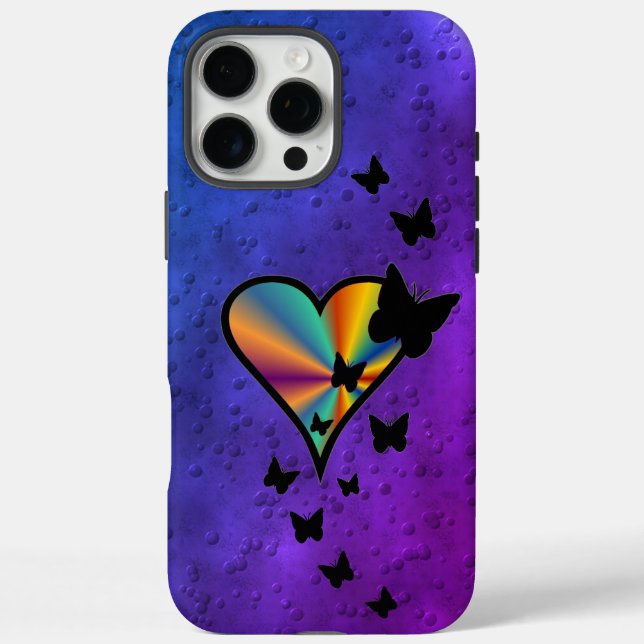 Rainbow Heart and Butterfly Case-Mate iPhone Case (Back)
