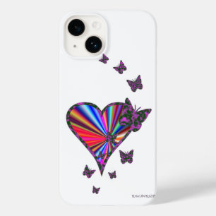 Rainbow Heart and Butterfly Case-Mate iPhone 14 Case