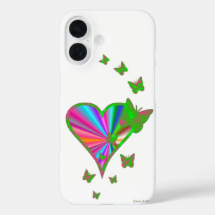 Rainbow Heart and Butterfly iPhone 16 Case