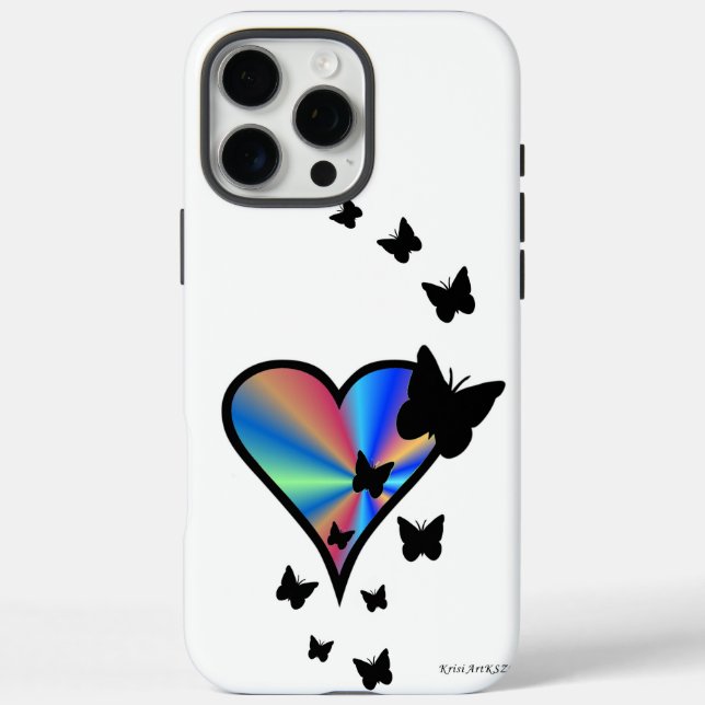 Rainbow Heart and Butterfly Case-Mate iPhone Case (Back)