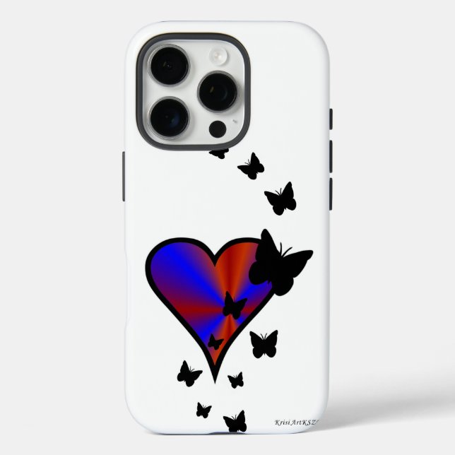 Rainbow Heart and Butterfly Case-Mate iPhone Case (Back)
