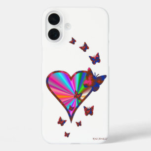 Rainbow Heart and Butterfly iPhone 16 Plus Case