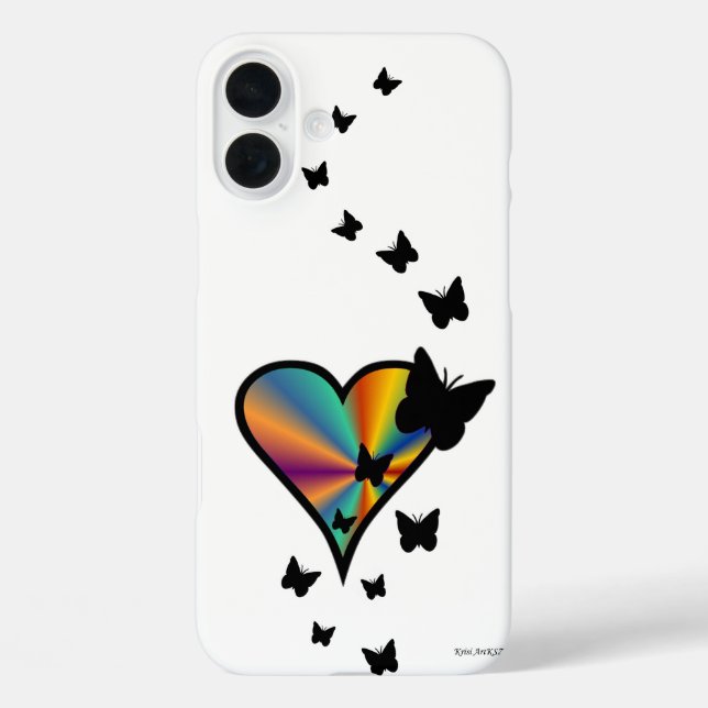 Rainbow Heart and Butterfly Case-Mate iPhone Case (Back)