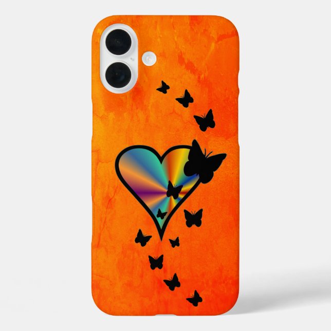 Rainbow Heart and Butterfly Case-Mate iPhone Case (Back)