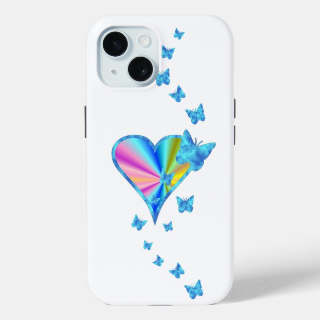 Rainbow Heart and Butterfly Case-Mate iPhone Case (Back)