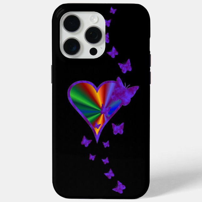 Rainbow Heart and Butterfly Case-Mate iPhone Case (Back)