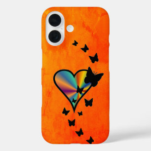Rainbow Heart and Butterfly iPhone 16 Case
