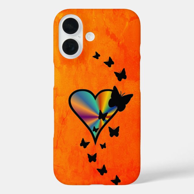 Rainbow Heart and Butterfly Case-Mate iPhone Case (Back)