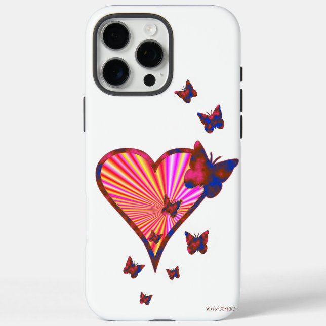 Rainbow Heart and Butterfly Case-Mate iPhone Case (Back)