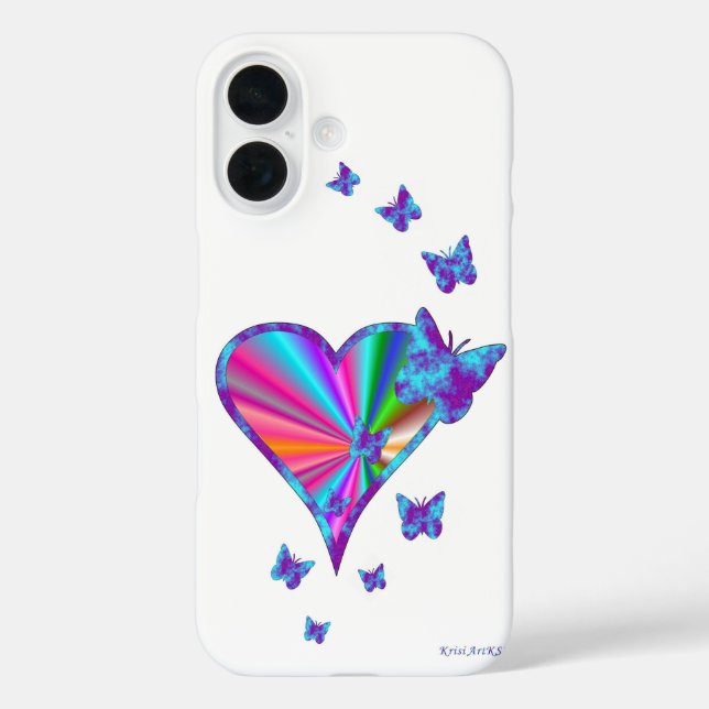 Rainbow Heart and Butterfly Case-Mate iPhone Case (Back)