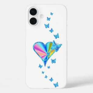 Rainbow Heart and Butterfly iPhone 16 Plus Case