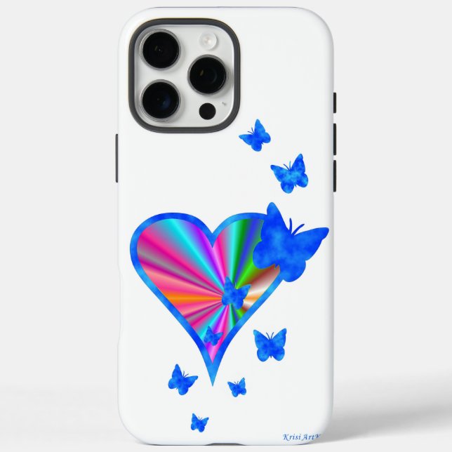 Rainbow Heart and Butterfly Case-Mate iPhone Case (Back)