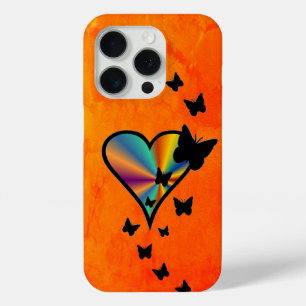 Rainbow Heart and Butterfly iPhone 15 Pro Case