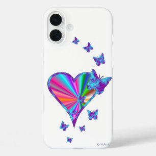 Rainbow Heart and Butterfly iPhone 16 Plus Case
