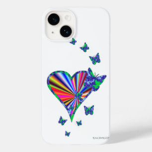 Rainbow Heart and Butterfly Case-Mate iPhone 14 Case