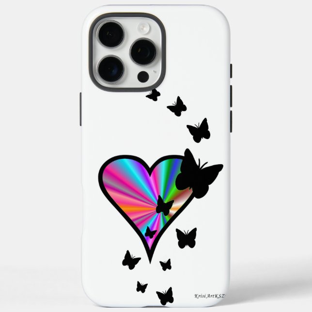 Rainbow Heart and Butterfly Case-Mate iPhone Case (Back)