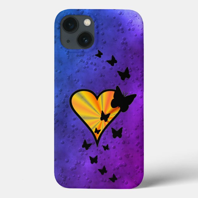 Rainbow Heart and Butterfly Case-Mate iPhone Case (Back)