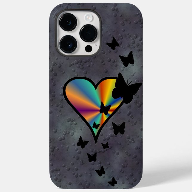 Rainbow Heart and Butterfly Case-Mate iPhone Case (Back)