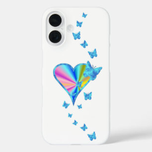 Rainbow Heart and Butterfly iPhone 16 Case