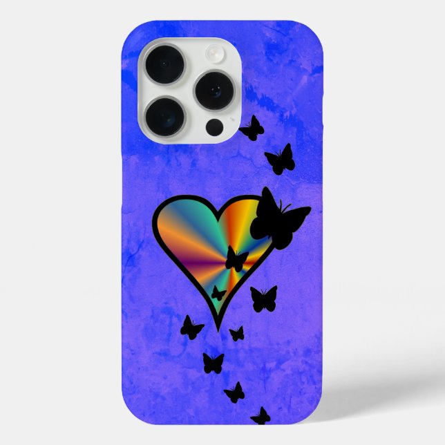 Rainbow Heart and Butterfly Case-Mate iPhone Case (Back)
