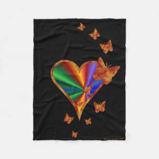 Rainbow Heart and Butterfly Fleece Blanket