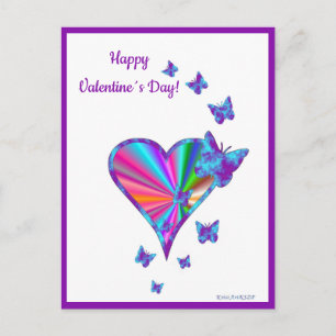 Rainbow Heart and Butterfly Holiday Postcard