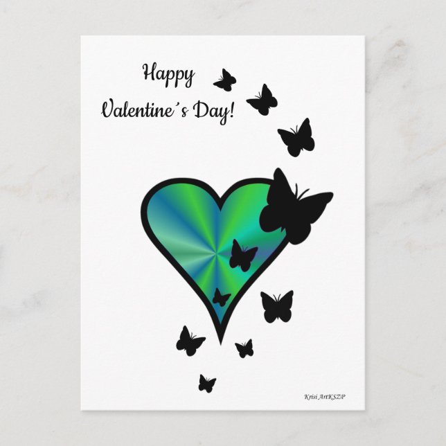 Rainbow Heart and Butterfly Holiday Postcard (Front)