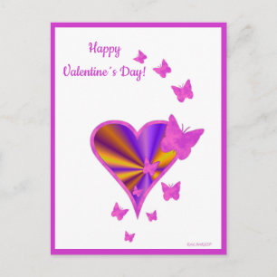 Rainbow Heart and Butterfly Holiday Postcard