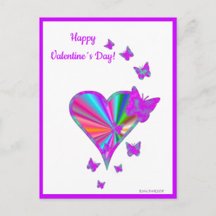 Rainbow Heart and Butterfly Holiday Postcard