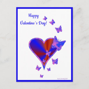 Rainbow Heart and Butterfly Holiday Postcard
