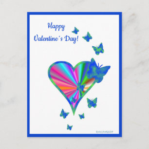 Rainbow Heart and Butterfly Holiday Postcard