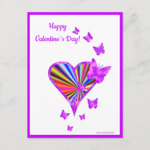Rainbow Heart and Butterfly Holiday Postcard