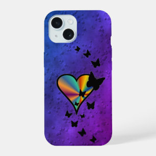 Rainbow Heart and Butterfly iPhone 15 Case