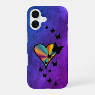 Rainbow Heart and Butterfly iPhone 16 Case